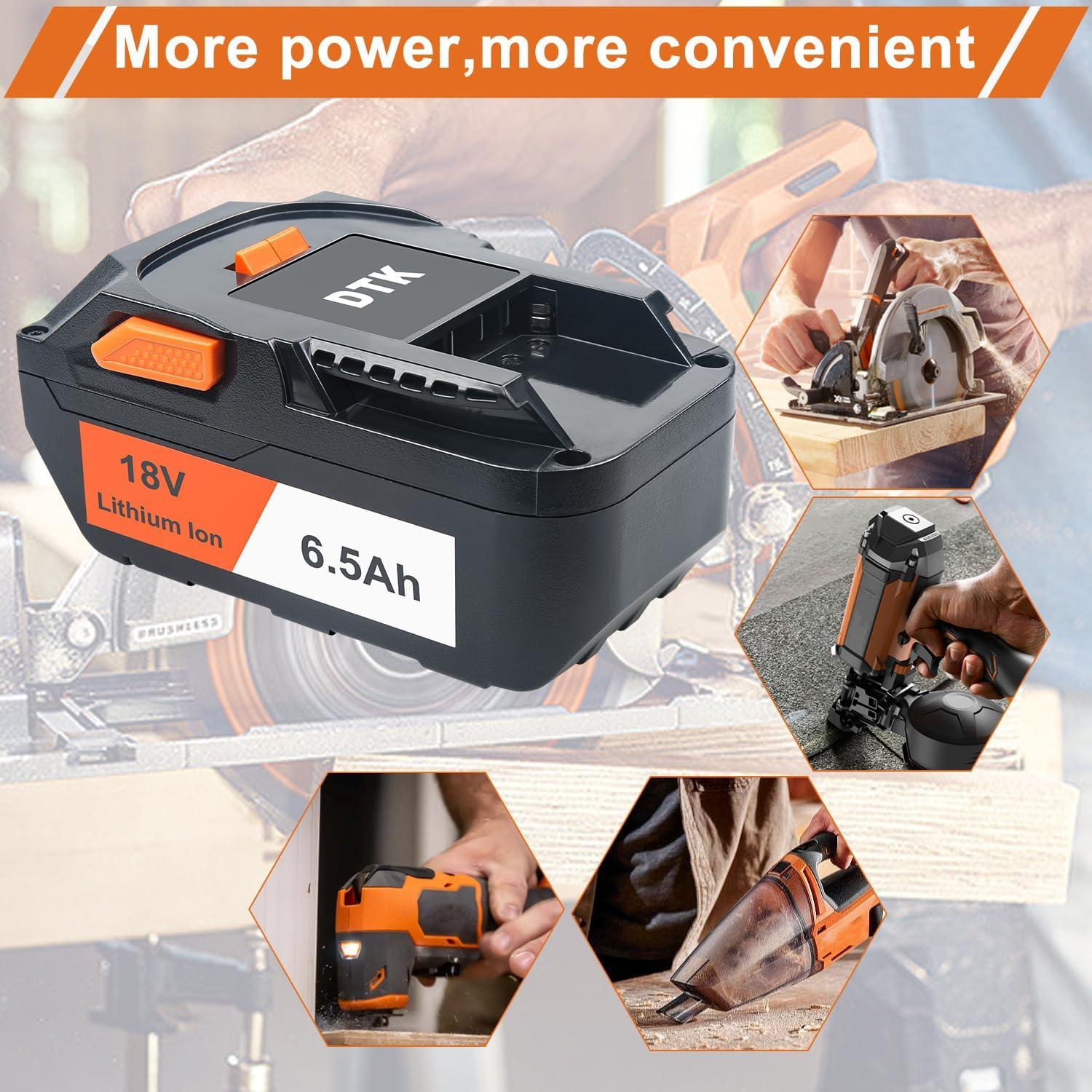 Batería de Reemplazo DTK 18V 6500mAh para Herramientas RIDGID