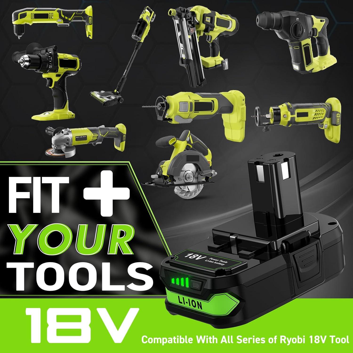 Batería de Litio 18V 4.0Ah Ryobi P102 P103 P104 P105 - 2 Paquetes