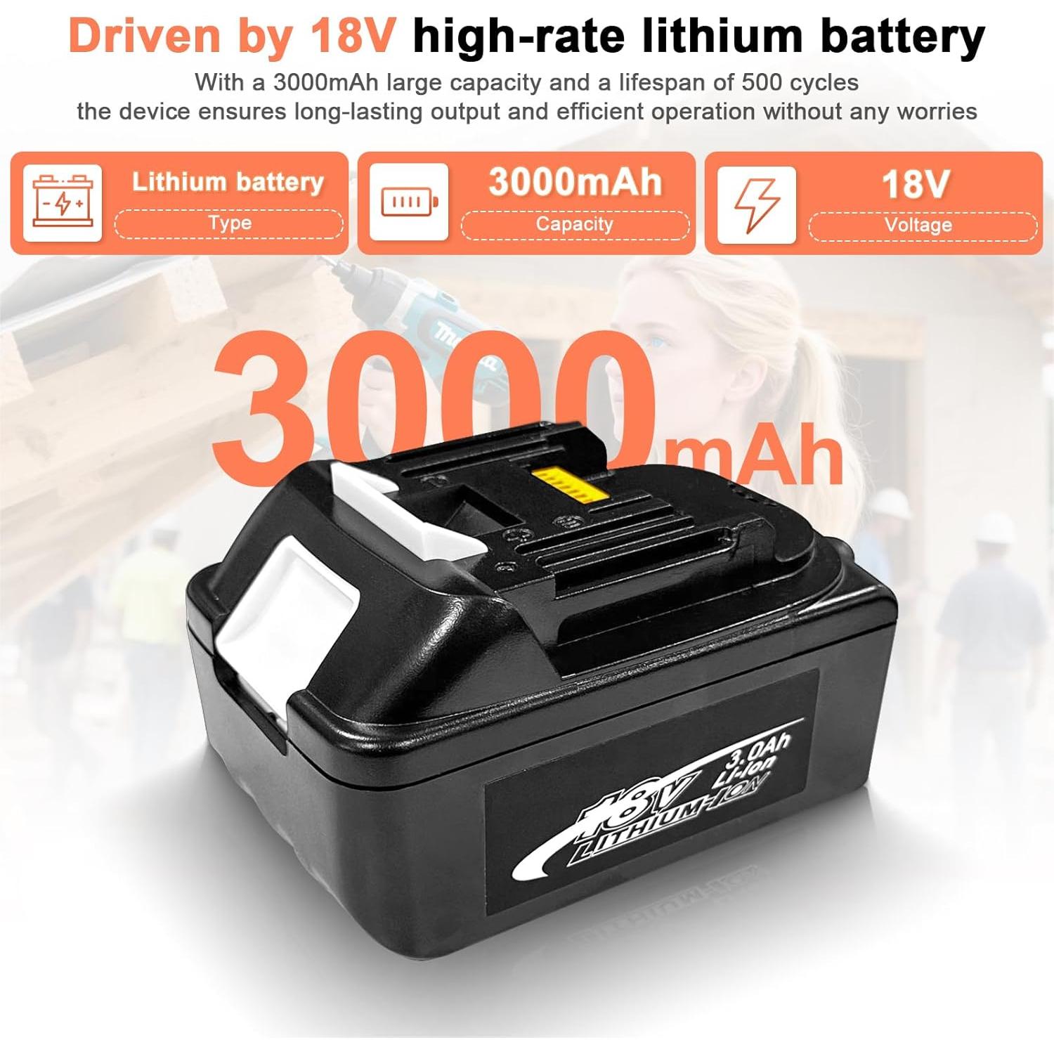 Batería de Reemplazo 3Ah 18V Makita BL1830 Ion de Litio