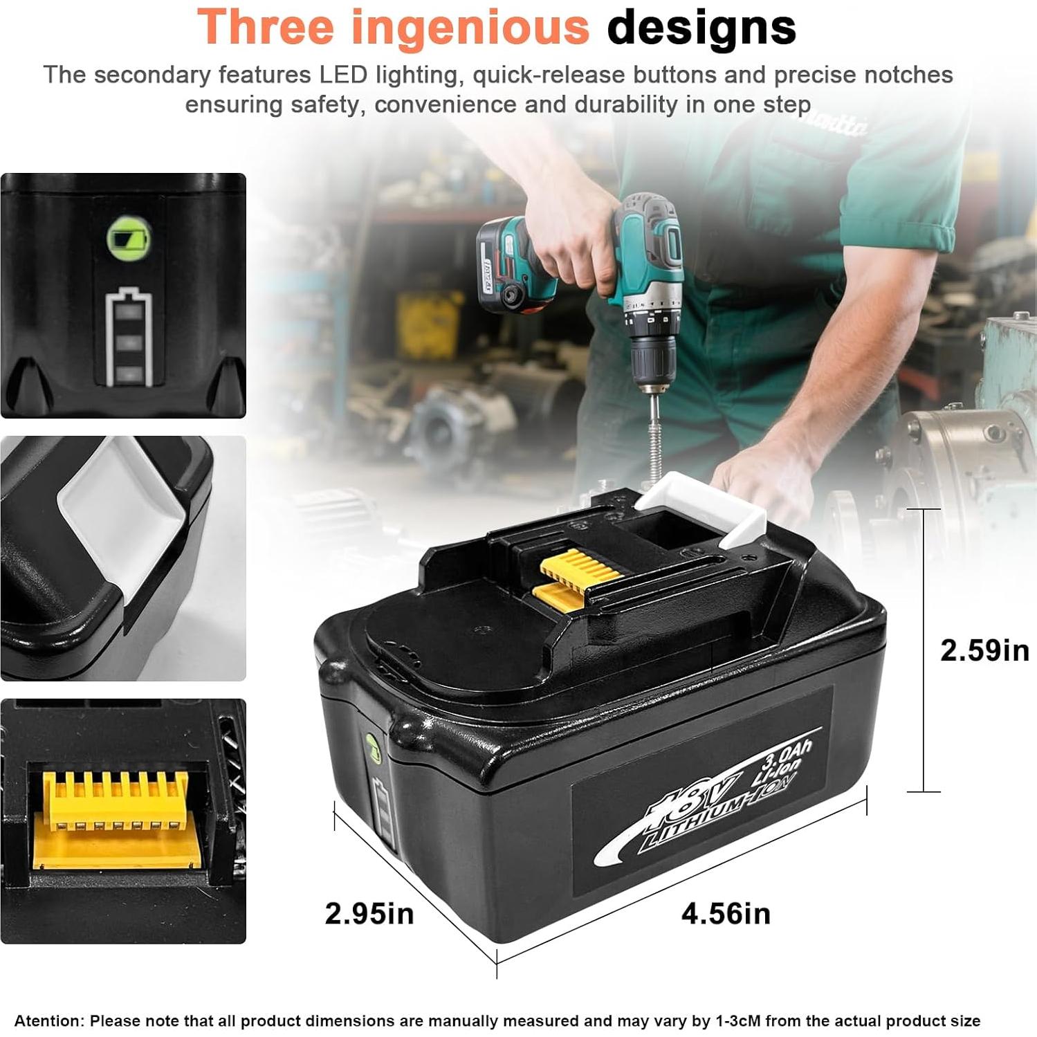 Batería de Reemplazo 3Ah 18V Makita BL1830 Ion de Litio