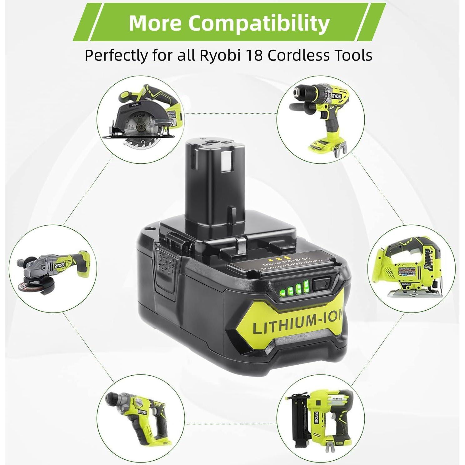 Batería de Reemplazo ARyee 18V 6.0Ah para Ryobi ONE+