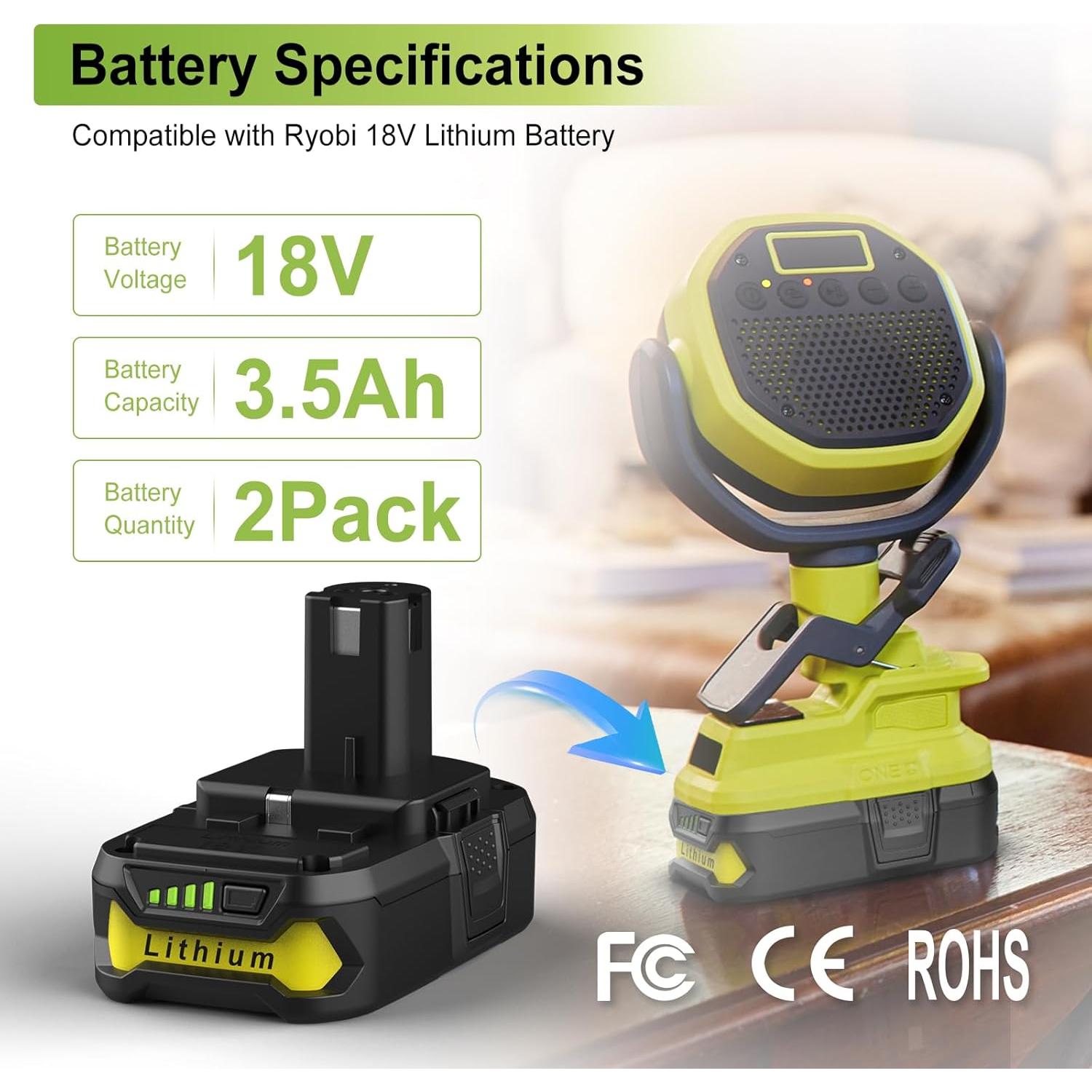 Batería de Litio 18V 3.5Ah Powilling para Ryobi P102 P108