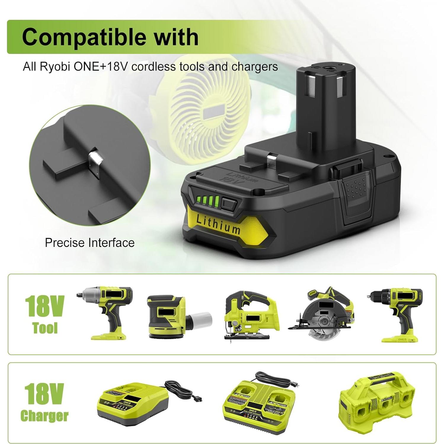 Batería de Litio 18V 3.5Ah Powilling para Ryobi P102 P108