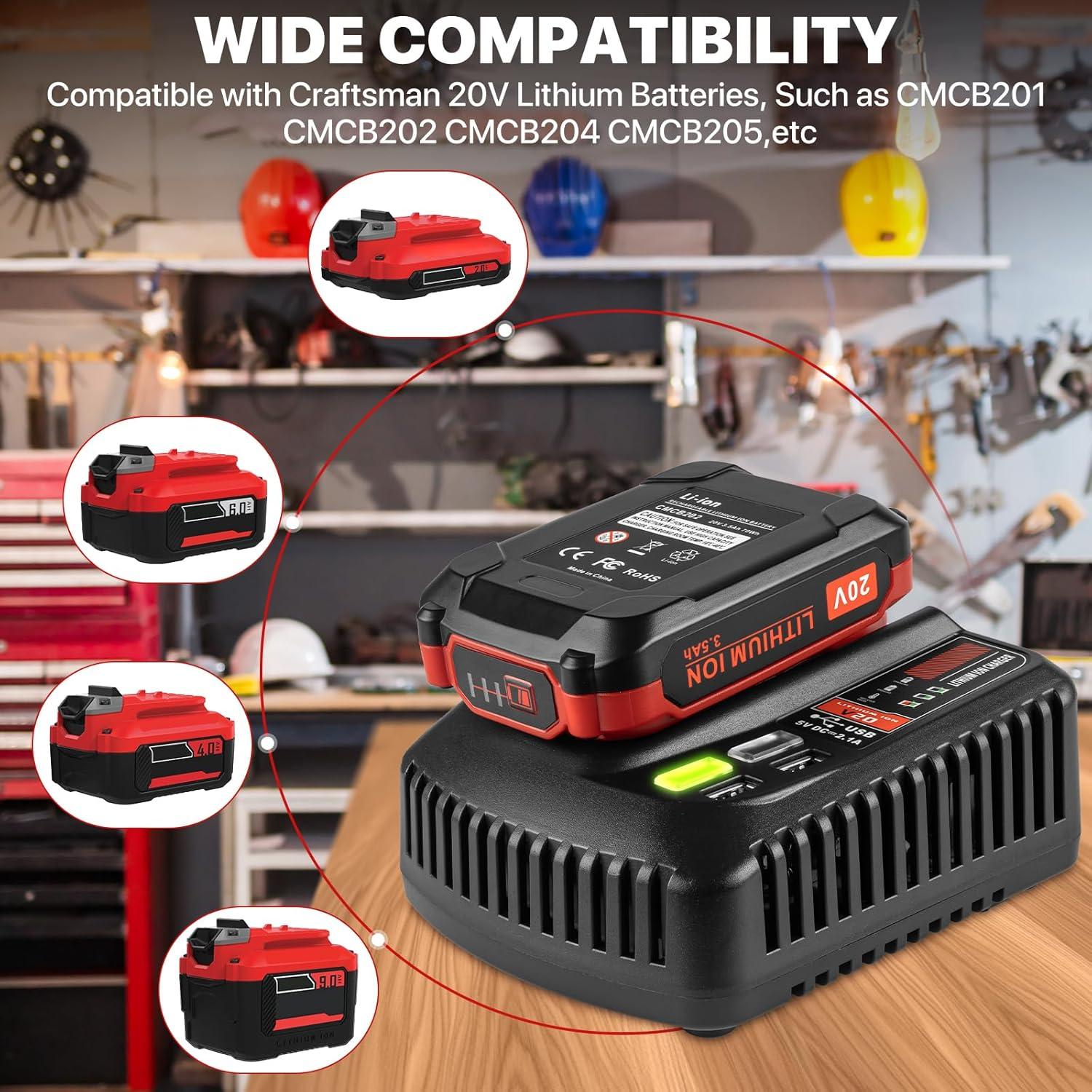 Paquete 2 Baterías 20V 3.5Ah y Cargador Craftsman V-20