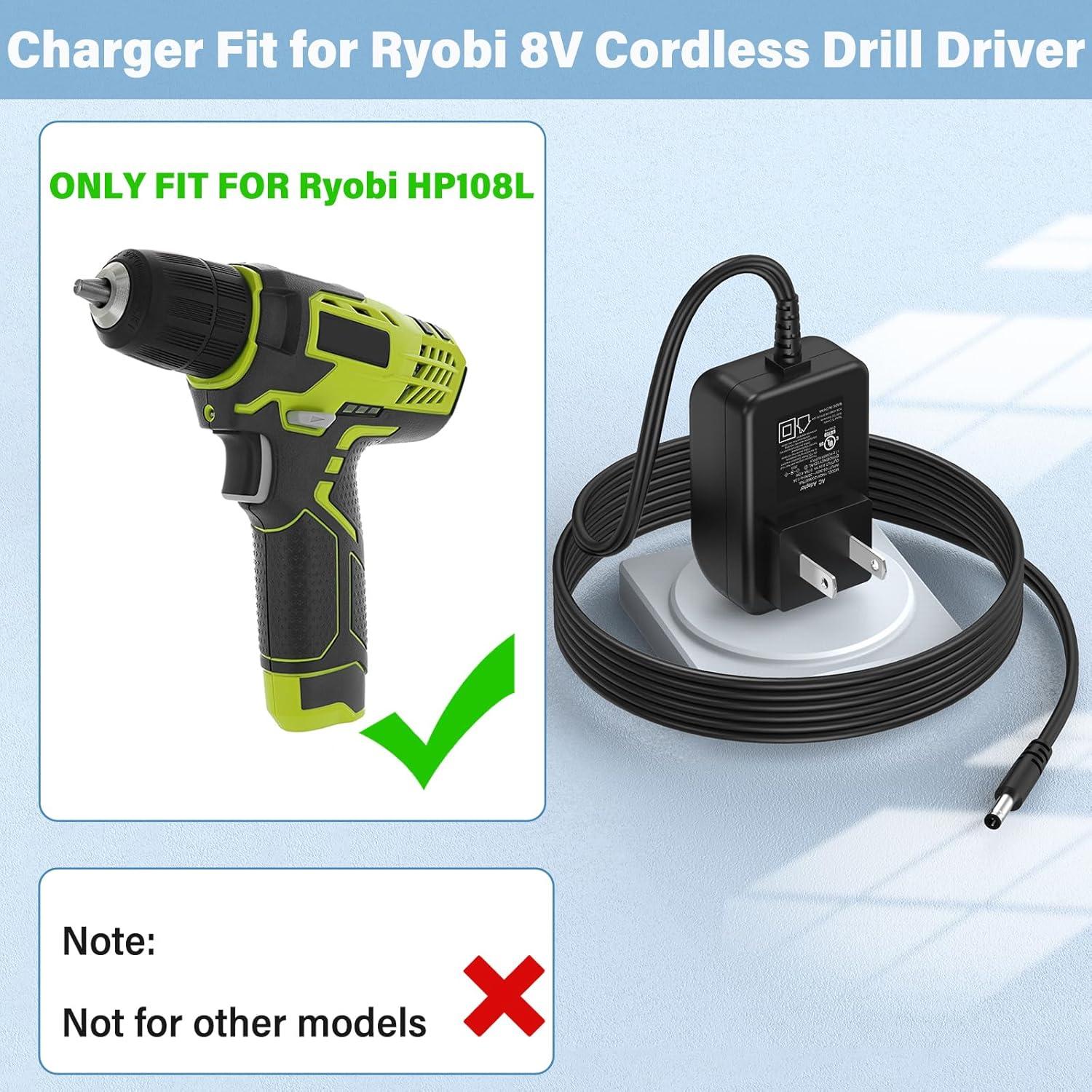 Cargador de Reemplazo 8V HIENADTOR para Taladro Ryobi HP108L