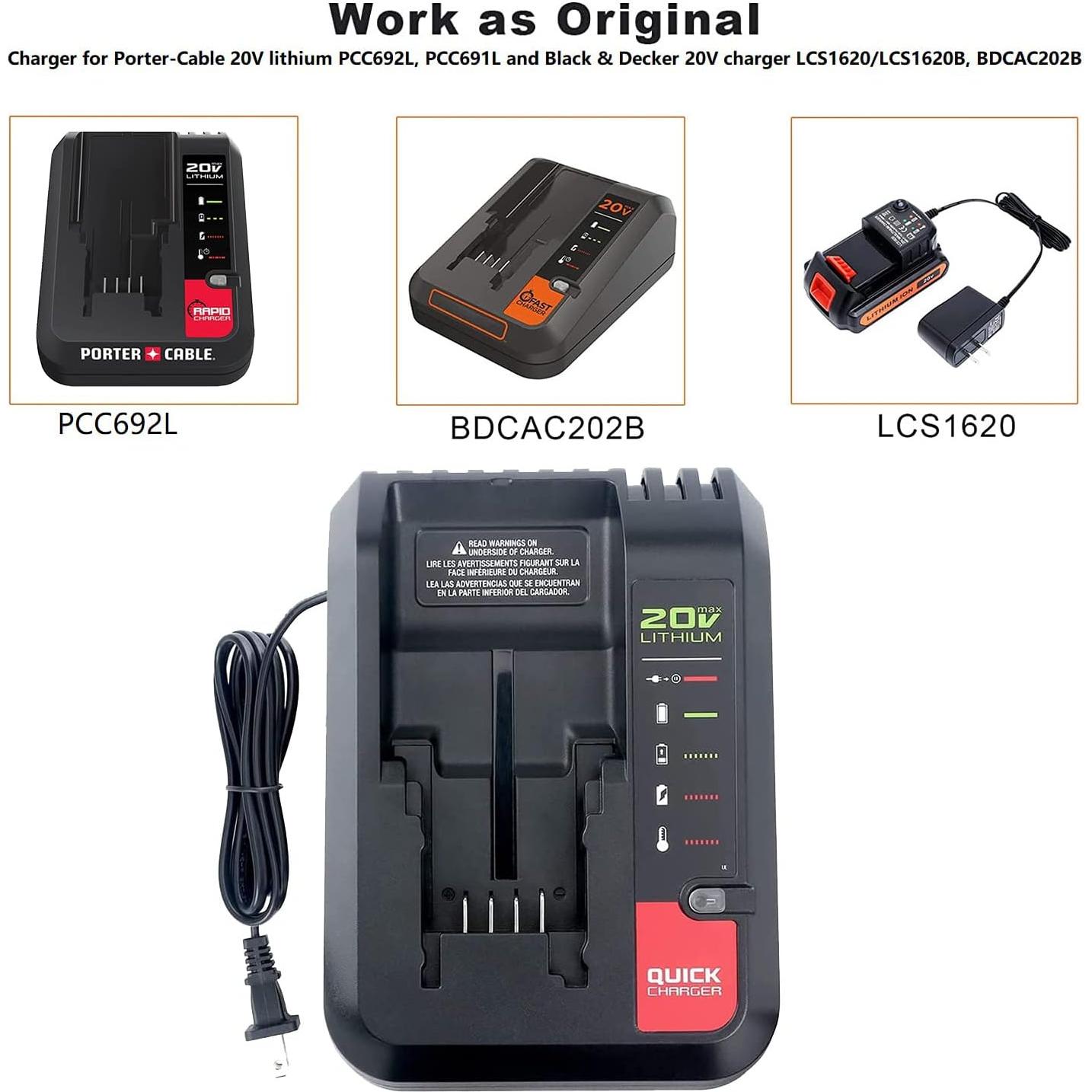 Cargador de Batería 20V MAX Porter-Cable PCC692L Compatible