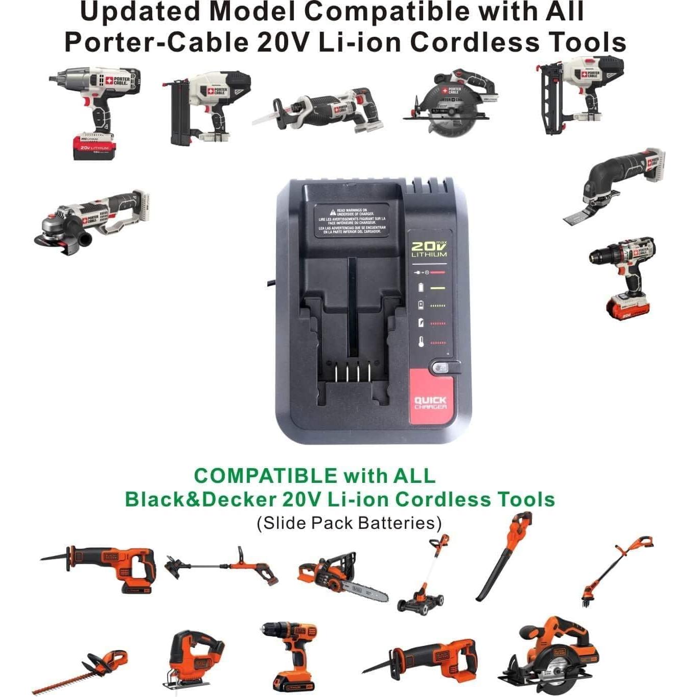 Cargador de Batería 20V MAX Porter-Cable PCC692L Compatible