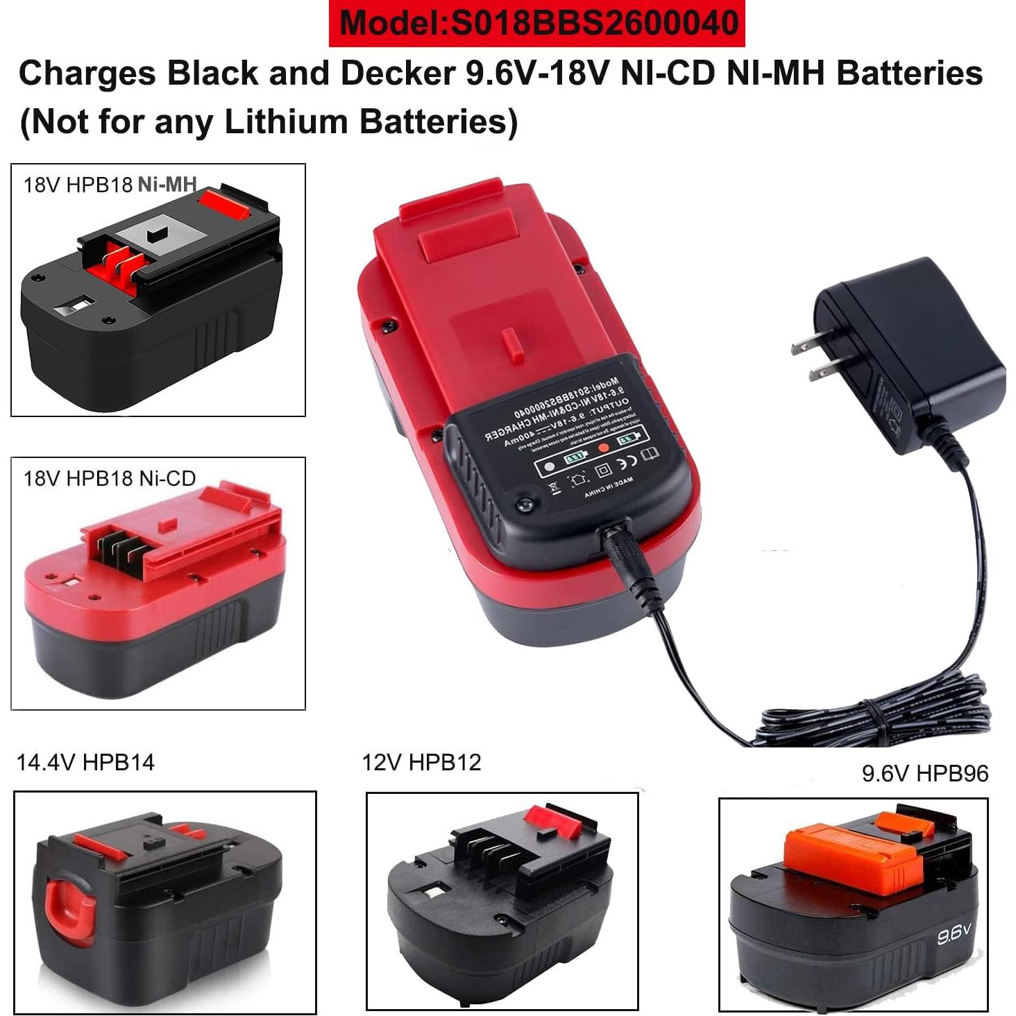 Cargador Reemplazo 9.6V-18V Black & Decker NiCad NiMh