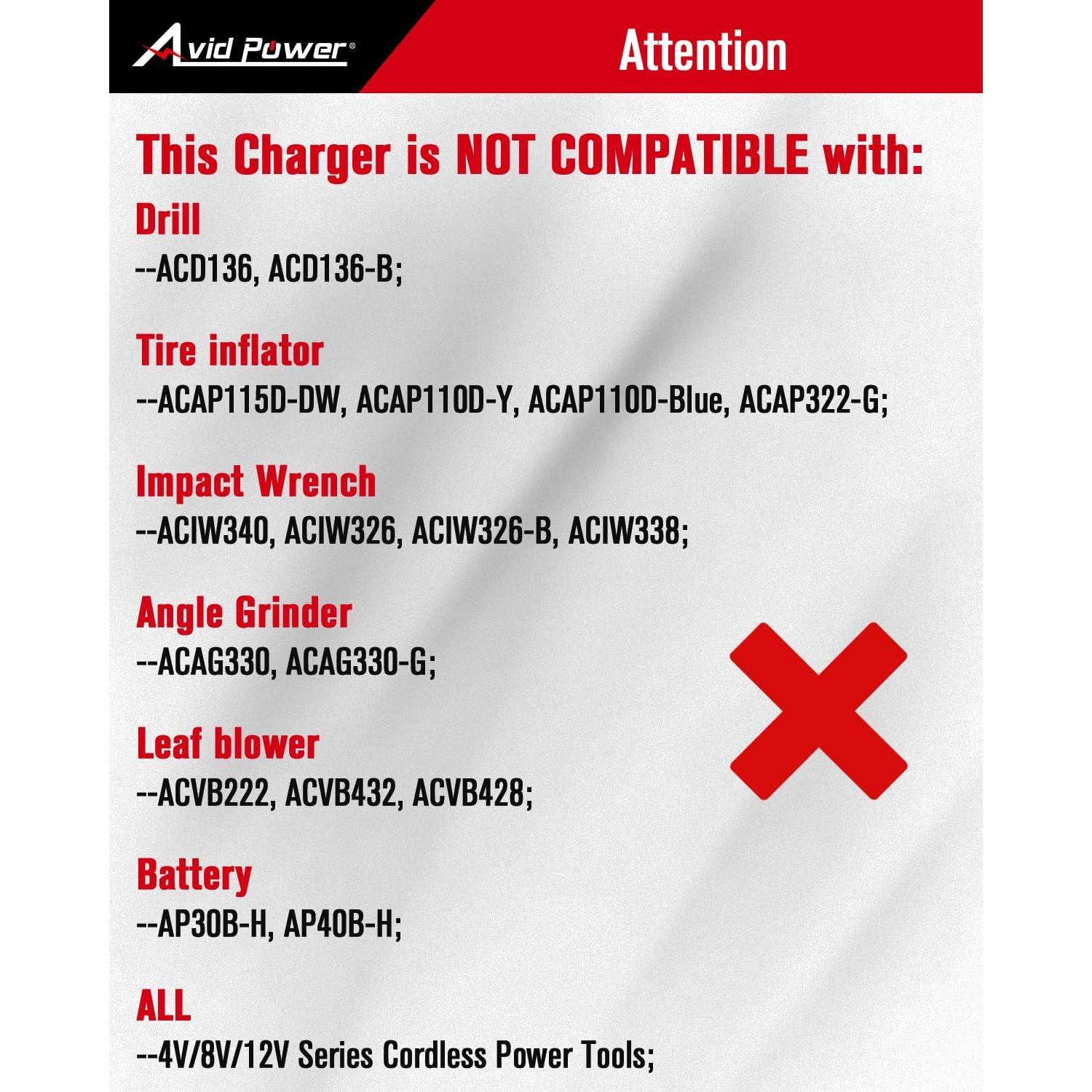 Cargador de Batería Avid Power 20V Max para 1.5/2.0Ah