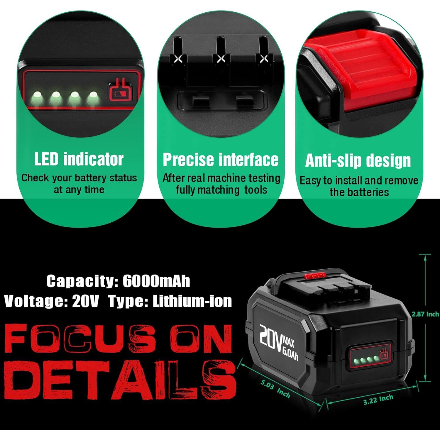 Batería de Reemplazo CaliHutt 6.0Ah para KIMO 20V