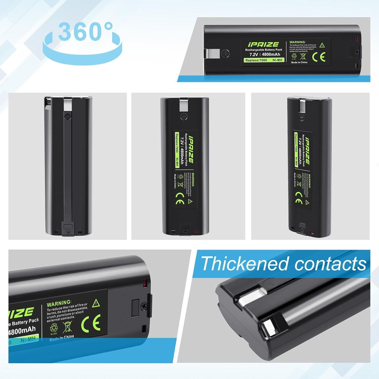 Paquete de 2 Baterías NI-MH 7.2V 4.8Ah para Makita 7000 7002 7033