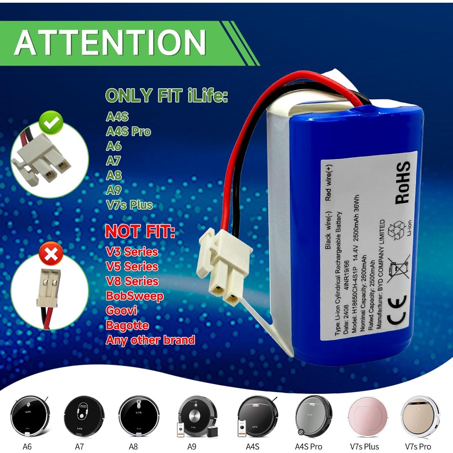 Batería de Reemplazo ILIFE A4s A6 A7 A8 A9 2600mAh 14.4V