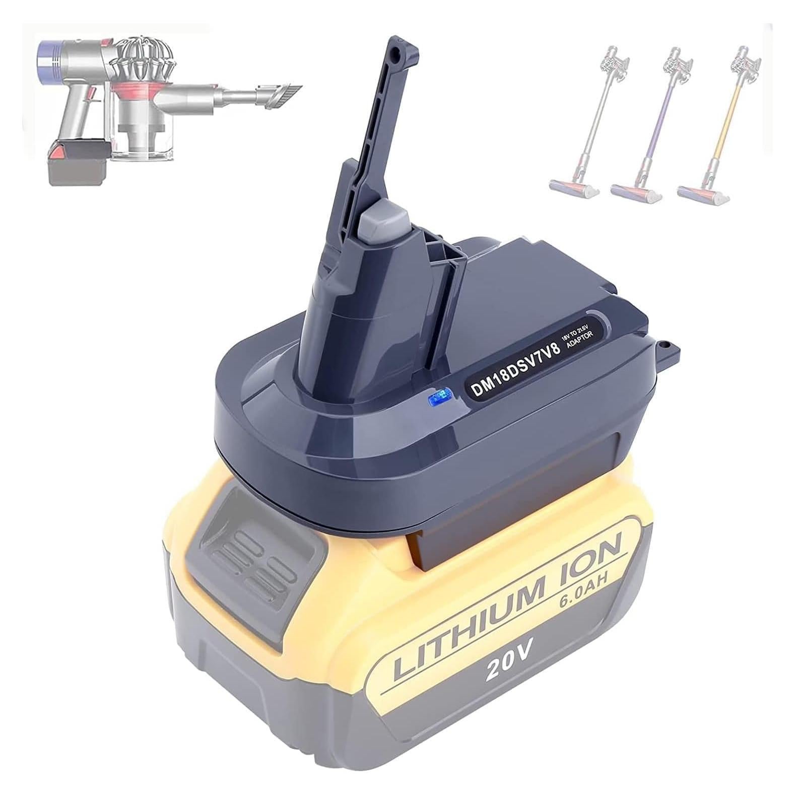 Adaptador de Batería Swidan para Dyson V7 V8 Compatible con Dewalt 20V