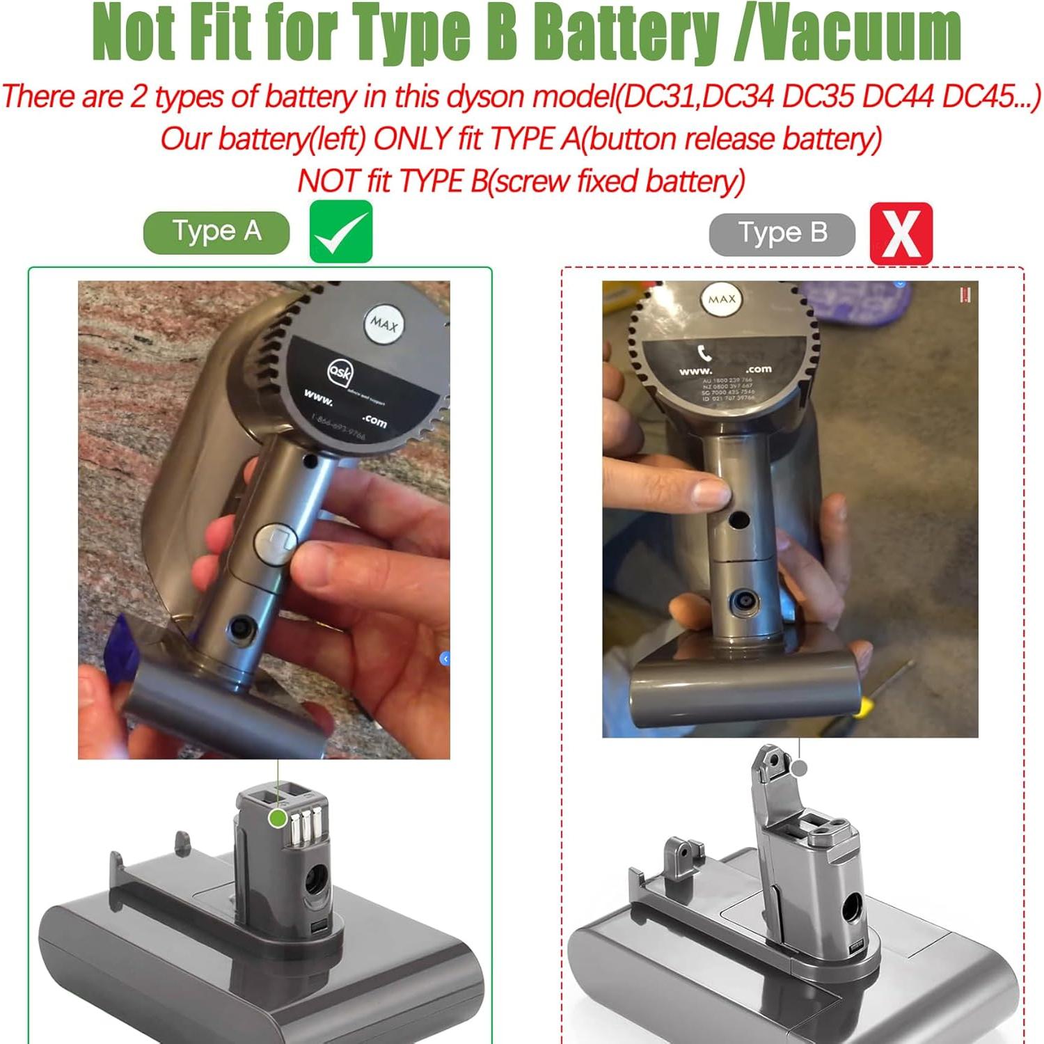 Batería Litio Ion 7.0Ah 22.2V Tipo A para Dyson DC30 DC31 DC34 DC35