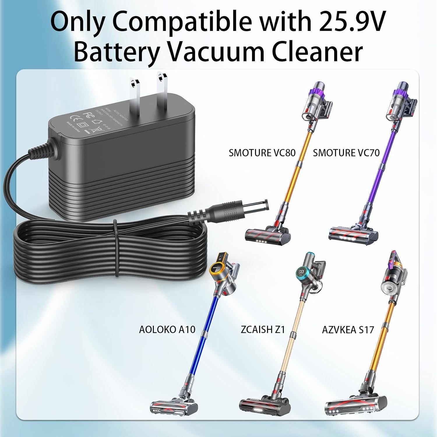 Cargador Adaptador 31V 0.5A para Aspiradora 25.9V AZVKEA