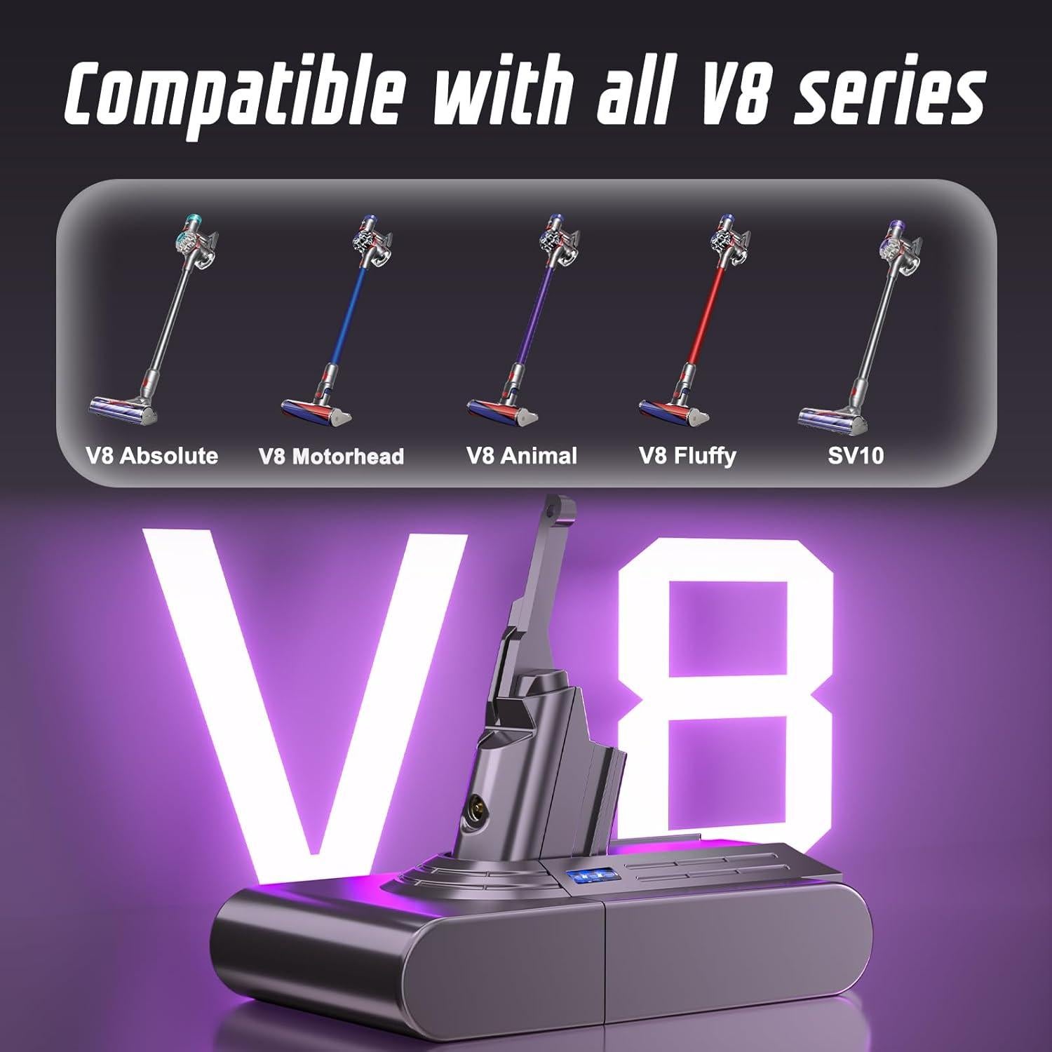 Batería de Reemplazo 8000mAh Kepism para Dyson V8 Gris