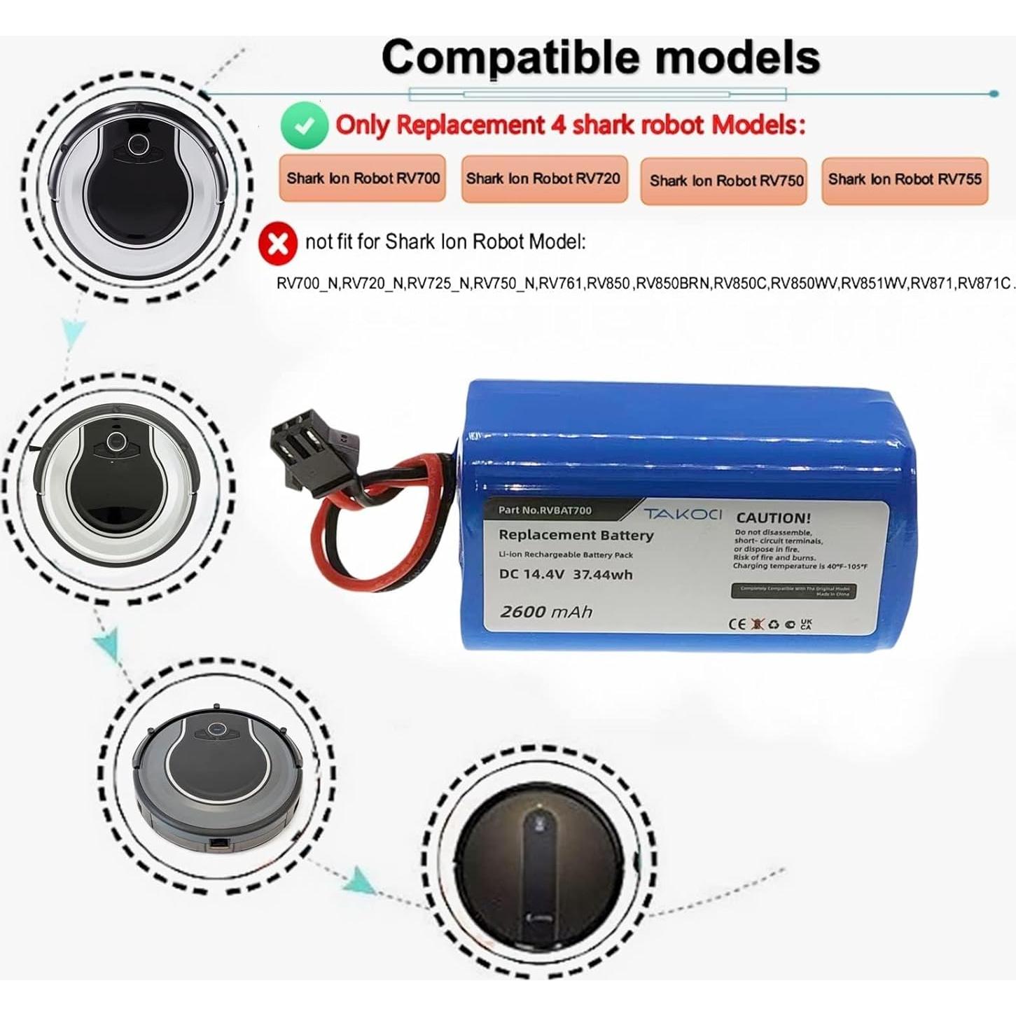 Batería de Reemplazo Shark RVBAT700 para Aspiradora Robot 14.4V