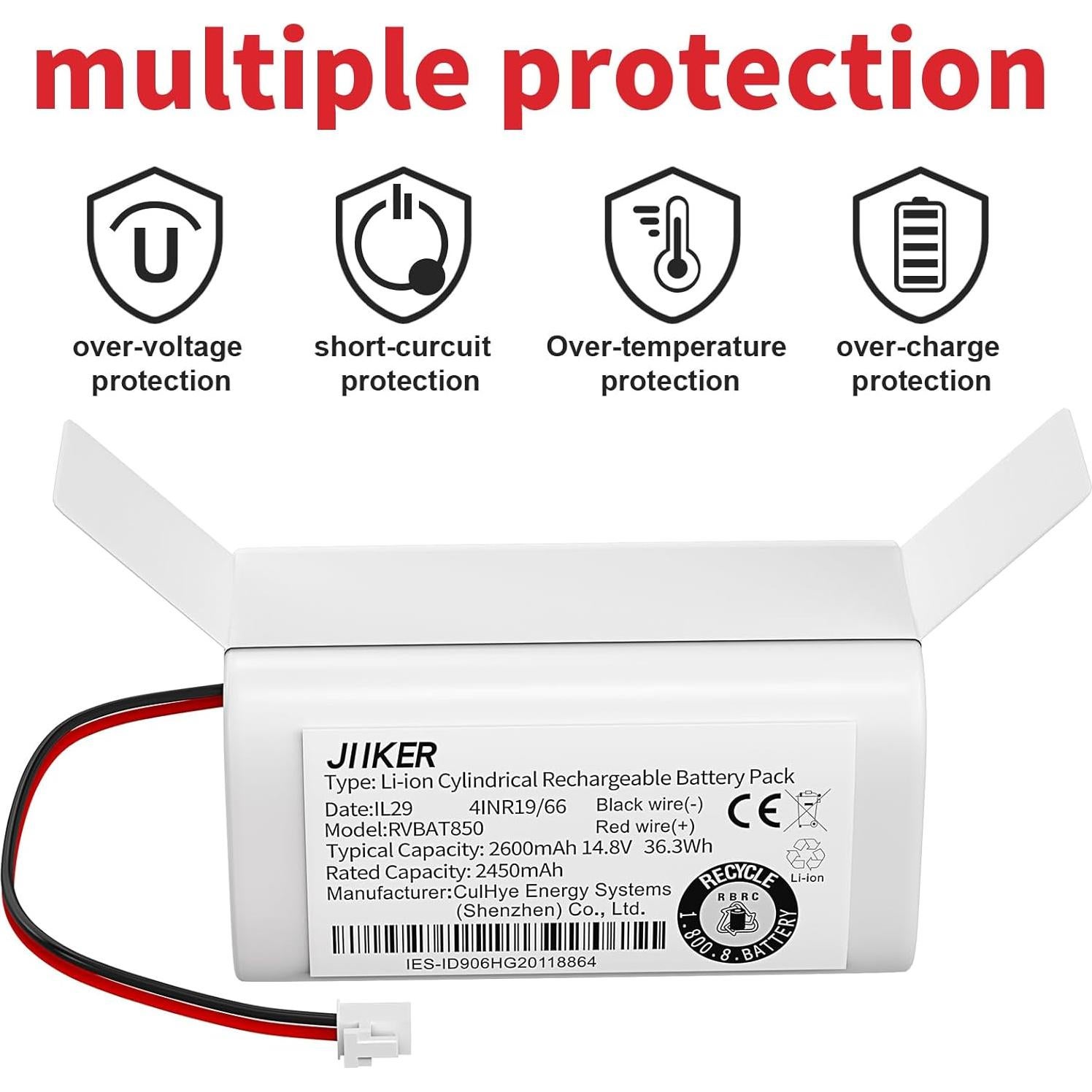 Batería de Reemplazo Shark RVBAT850 14.8V 2600mAh