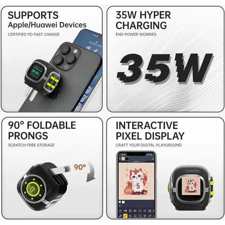 Cargador Rápido USB-C Divoom Dipow 35W con Pantalla LED