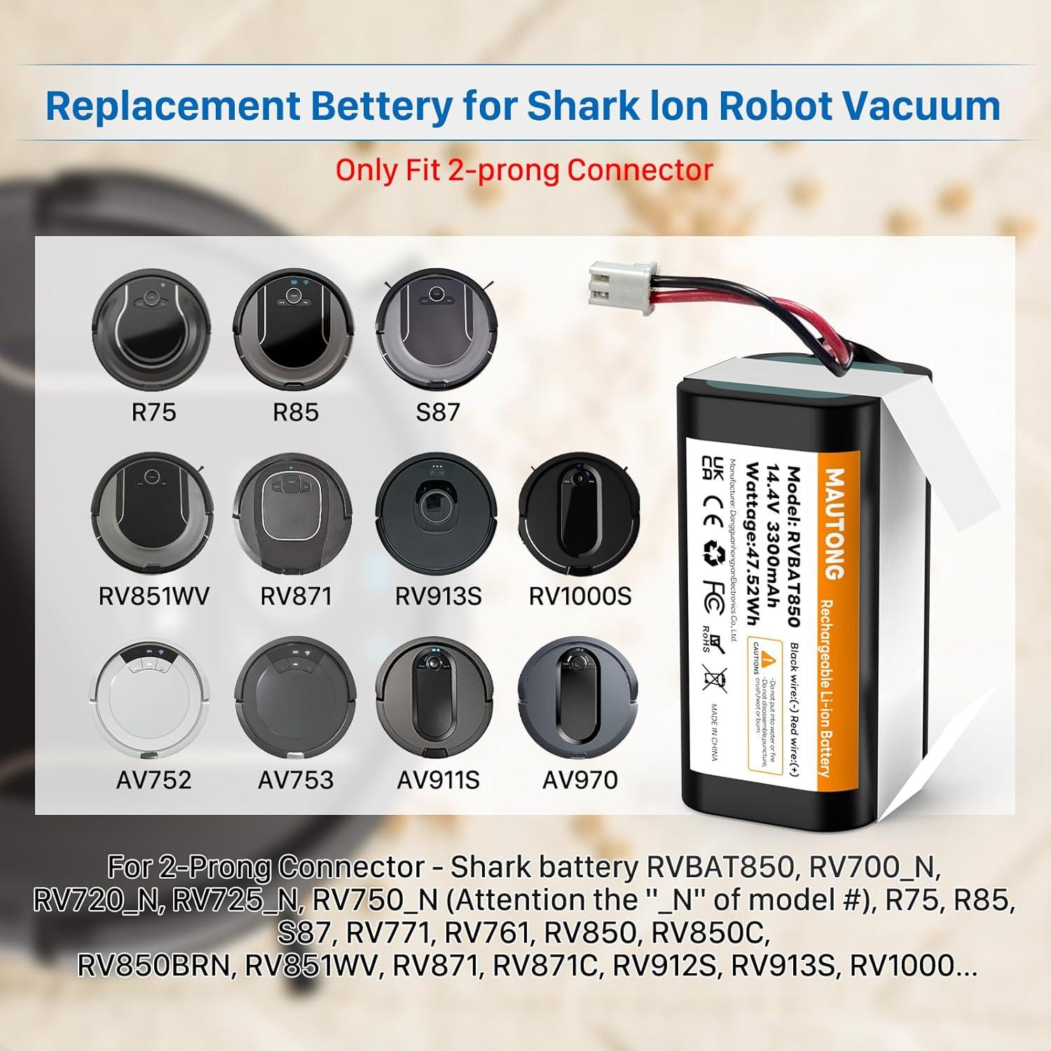 Batería de Reemplazo 3300mAh RVBAT850 para Shark Ion Robot