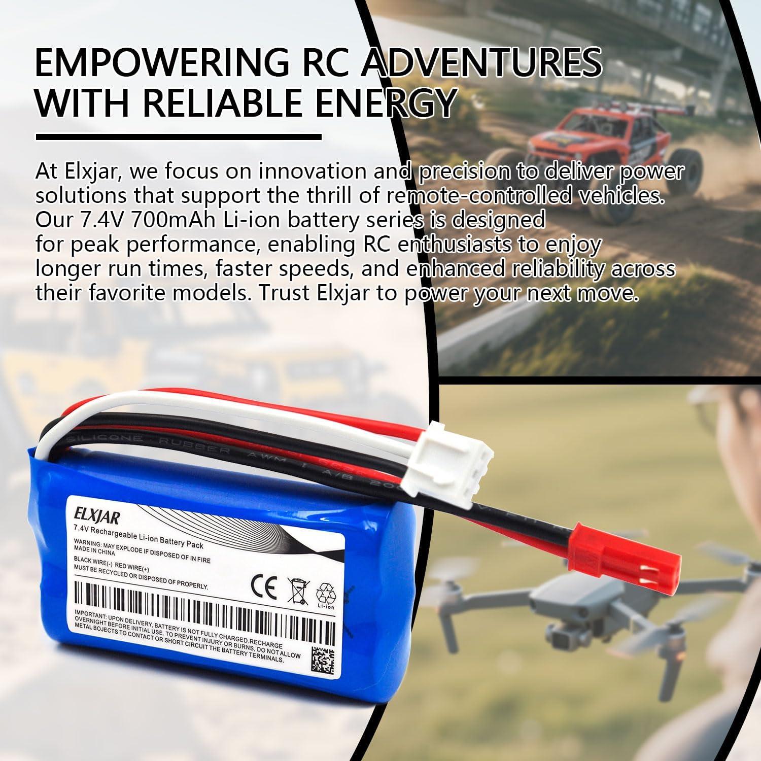 Batería Li-ion 7.4V 700mAh Elxjar para coches y drones RC