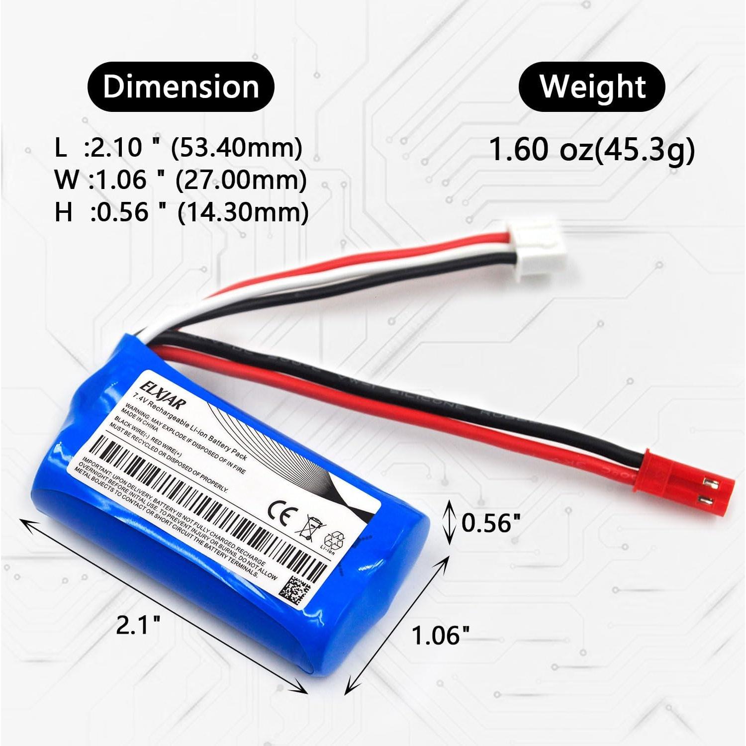 Batería Li-ion 7.4V 700mAh Elxjar para coches y drones RC