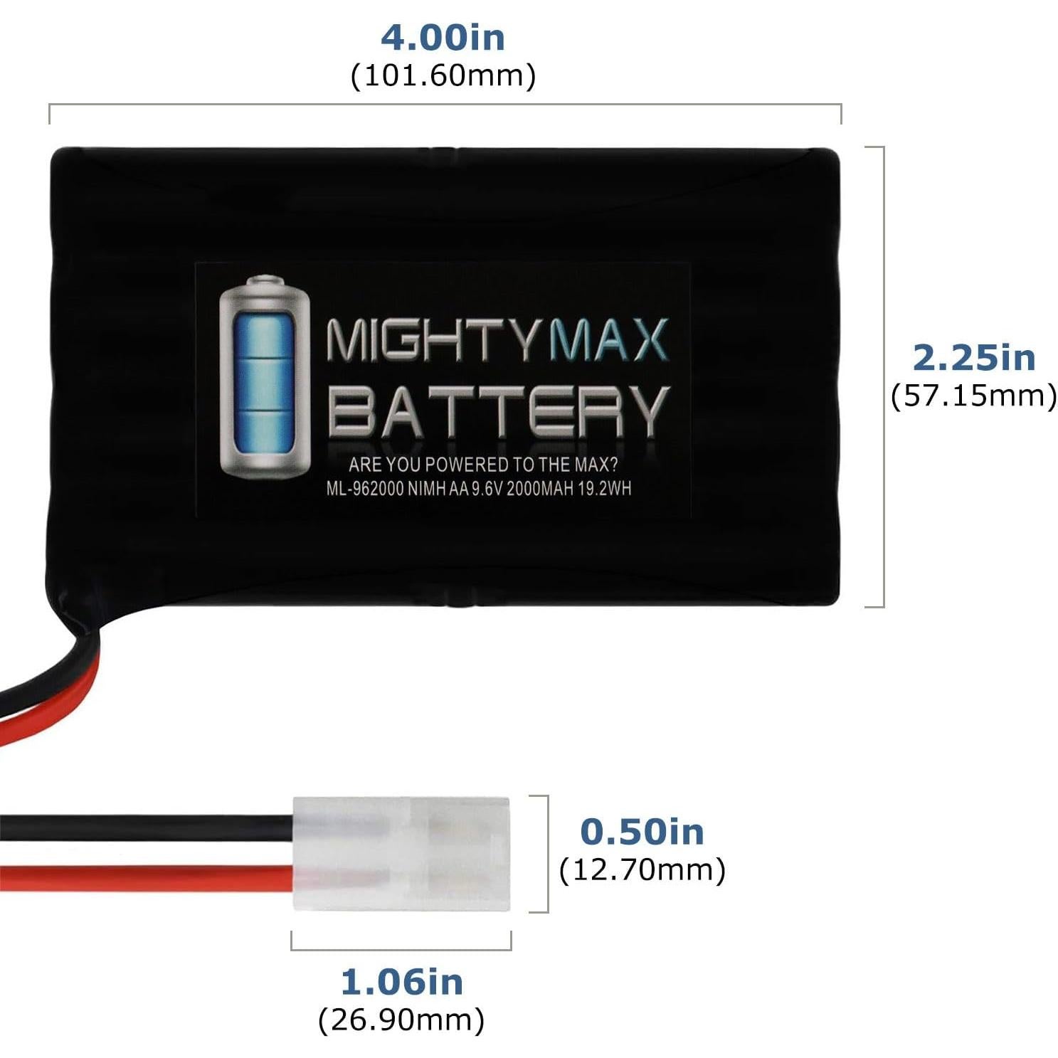 Batería NiMH 9.6V 2000mAh Mighty Max para coches RC