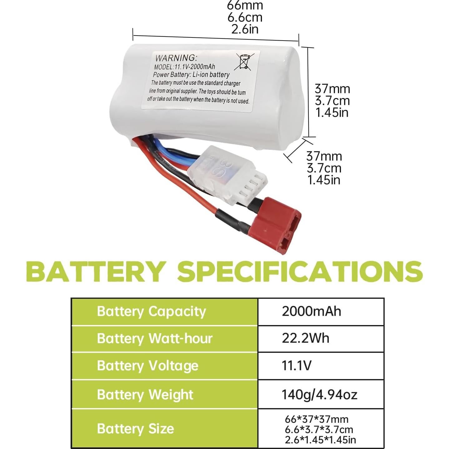 Batería de Litio 2PCS 11.1V 2000mAh Sea Jump para Barco RC