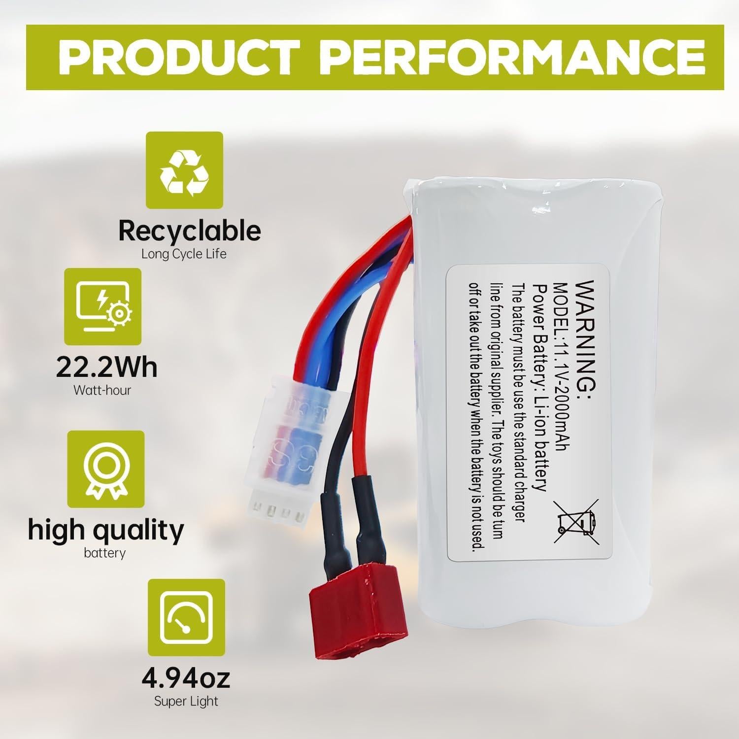 Batería de Litio 2PCS 11.1V 2000mAh Sea Jump para Barco RC