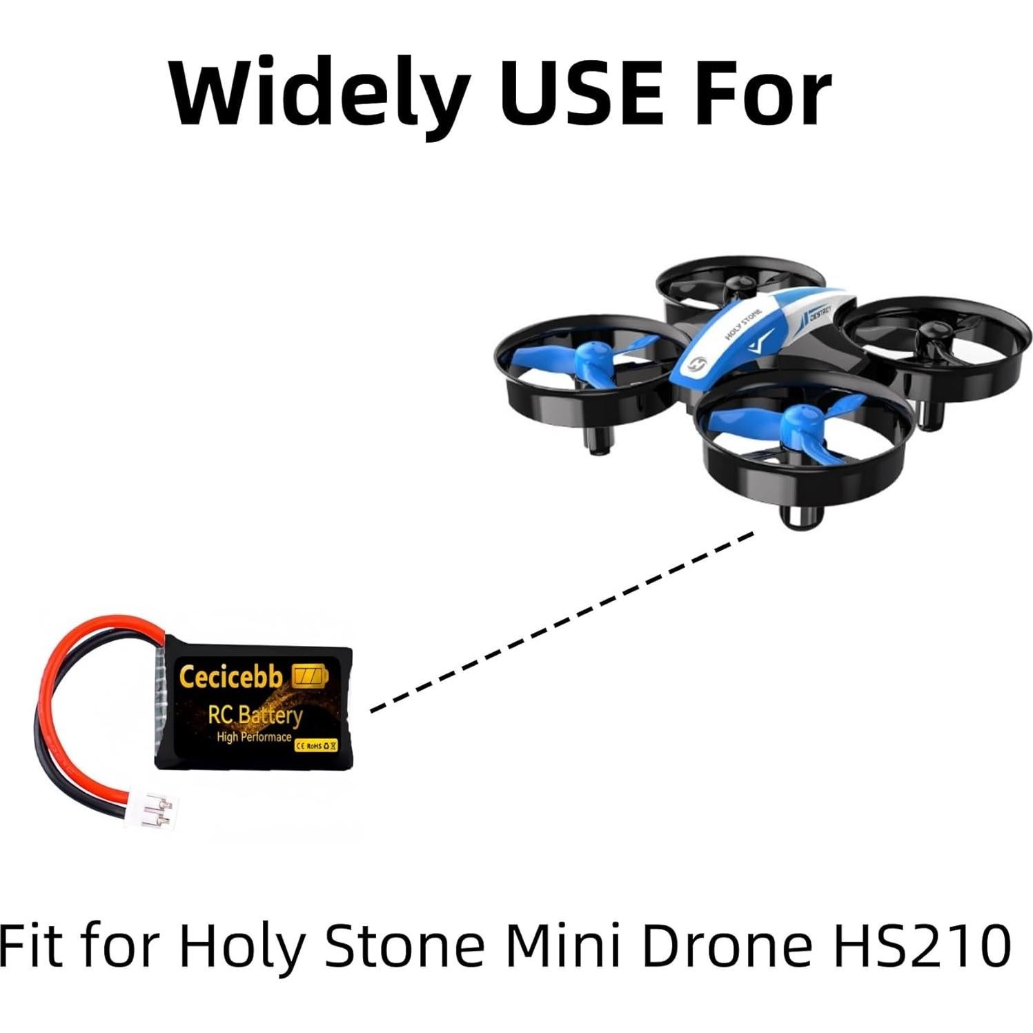 Batería Lipo 3.7V 220mAh Cecicebb para Dron Holy Stone HS210