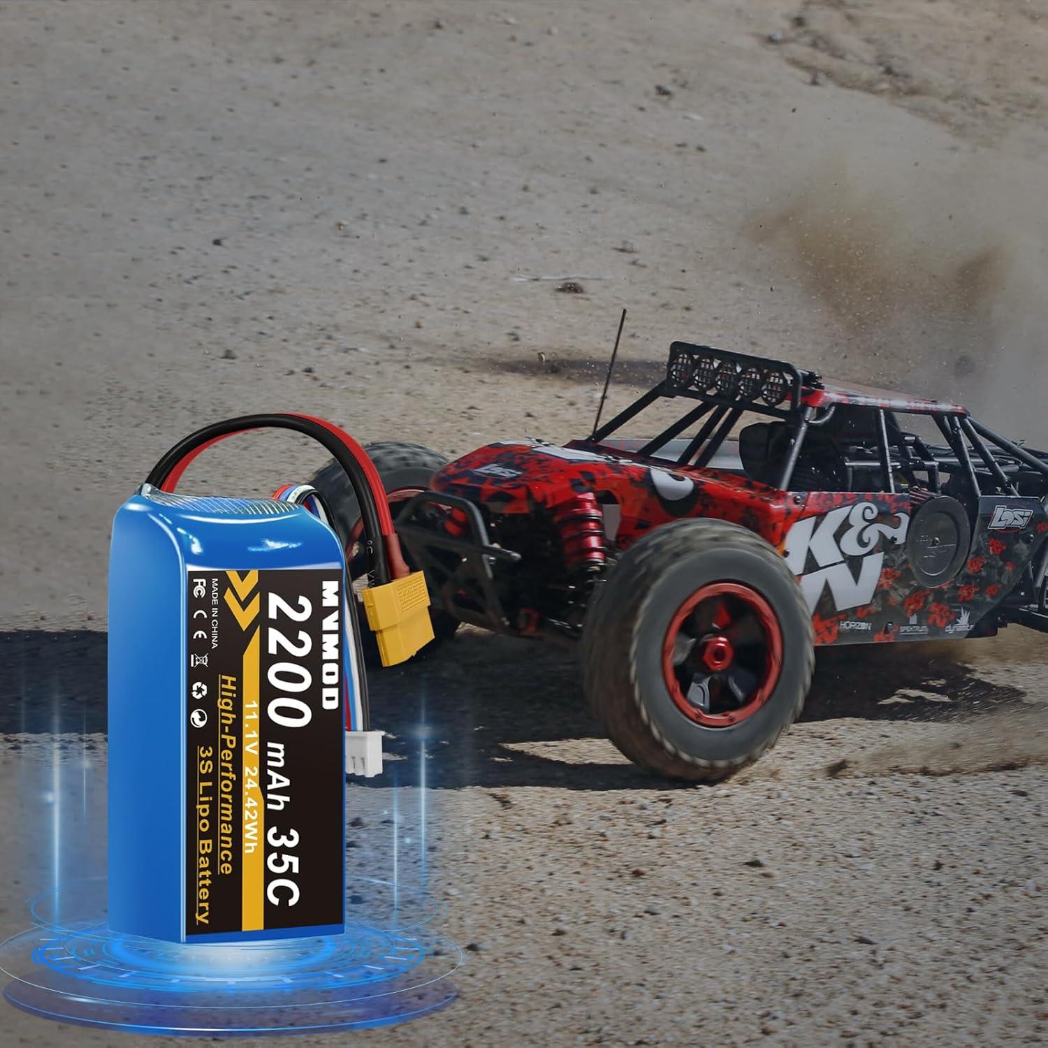 Batería LiPo 3S 2200mAh 11.1V 35C XT60 2 Paquetes RC