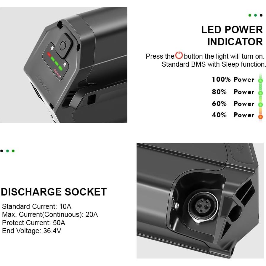 Batería de Bicicleta Eléctrica 48V 12.8Ah Yose Power para Aventon Pace 500