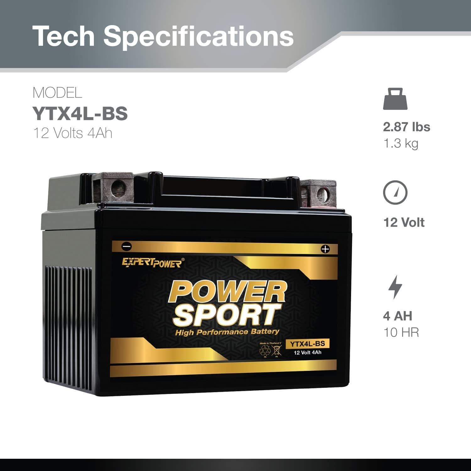 Batería AGM 12V 4Ah ExpertPower PowerSport YTX4L-BS