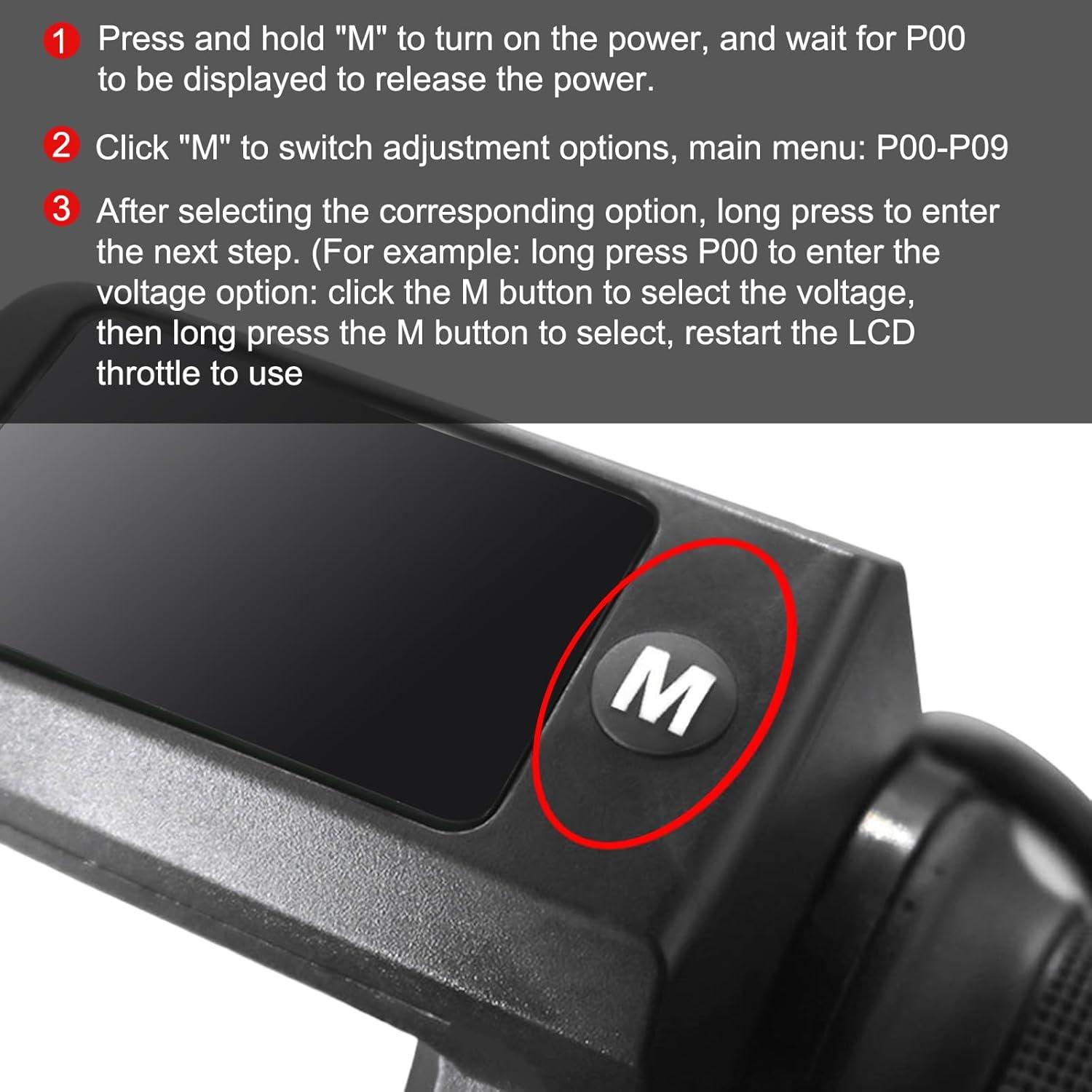 Acelerador E-Bike 6pin Cloudpower con Pantalla LED 3 Velocidades