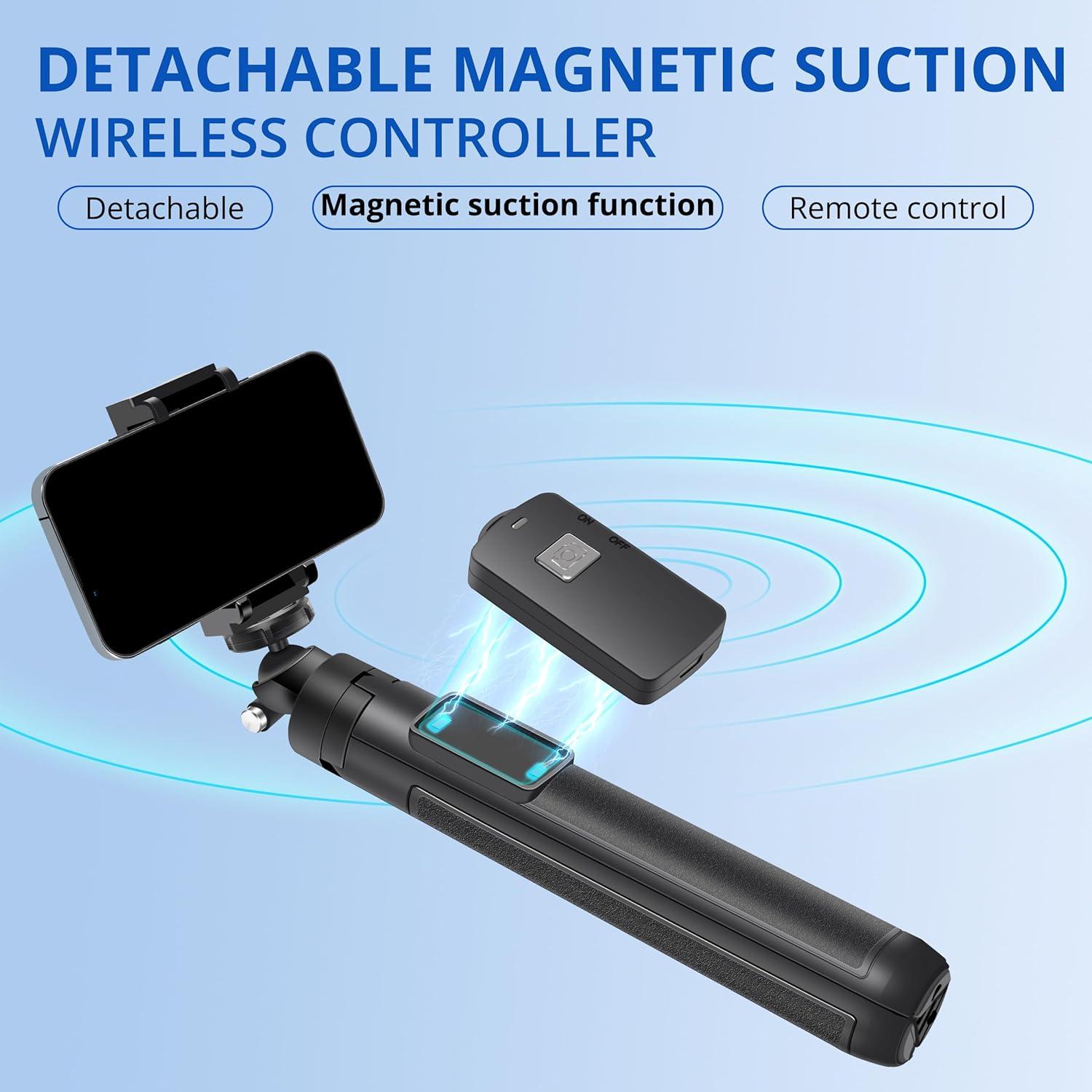 bluehorn Extendable 62 inches Aluminum Alloy Selfie Stick Phone Tripod Stand New Model with Wireless Remote Shutter Compatible with All Cell Phones/iPhone 17 pro max/air/16/15/14/13/Android