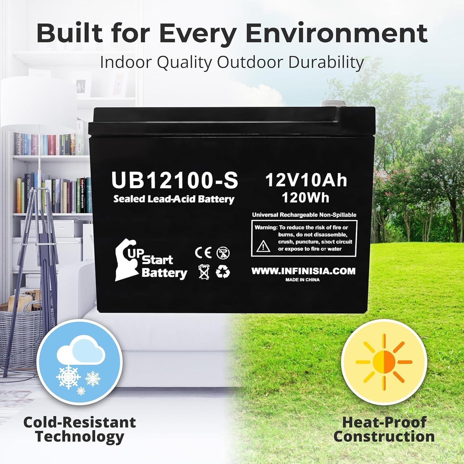 Paquete de 2 Baterías de Reemplazo 12V 10Ah UpStart para Scooter