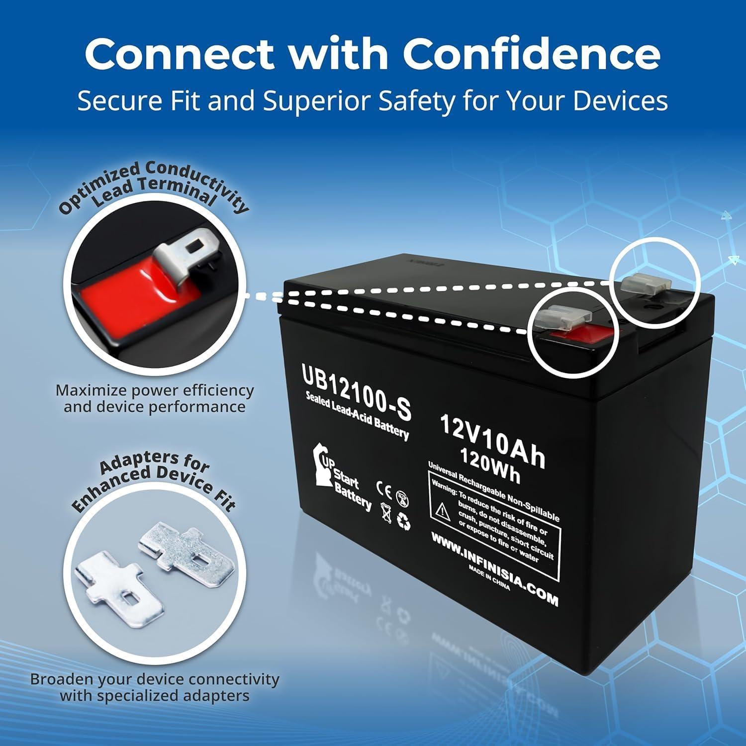 Paquete de 2 Baterías de Reemplazo 12V 10Ah UpStart para Scooter