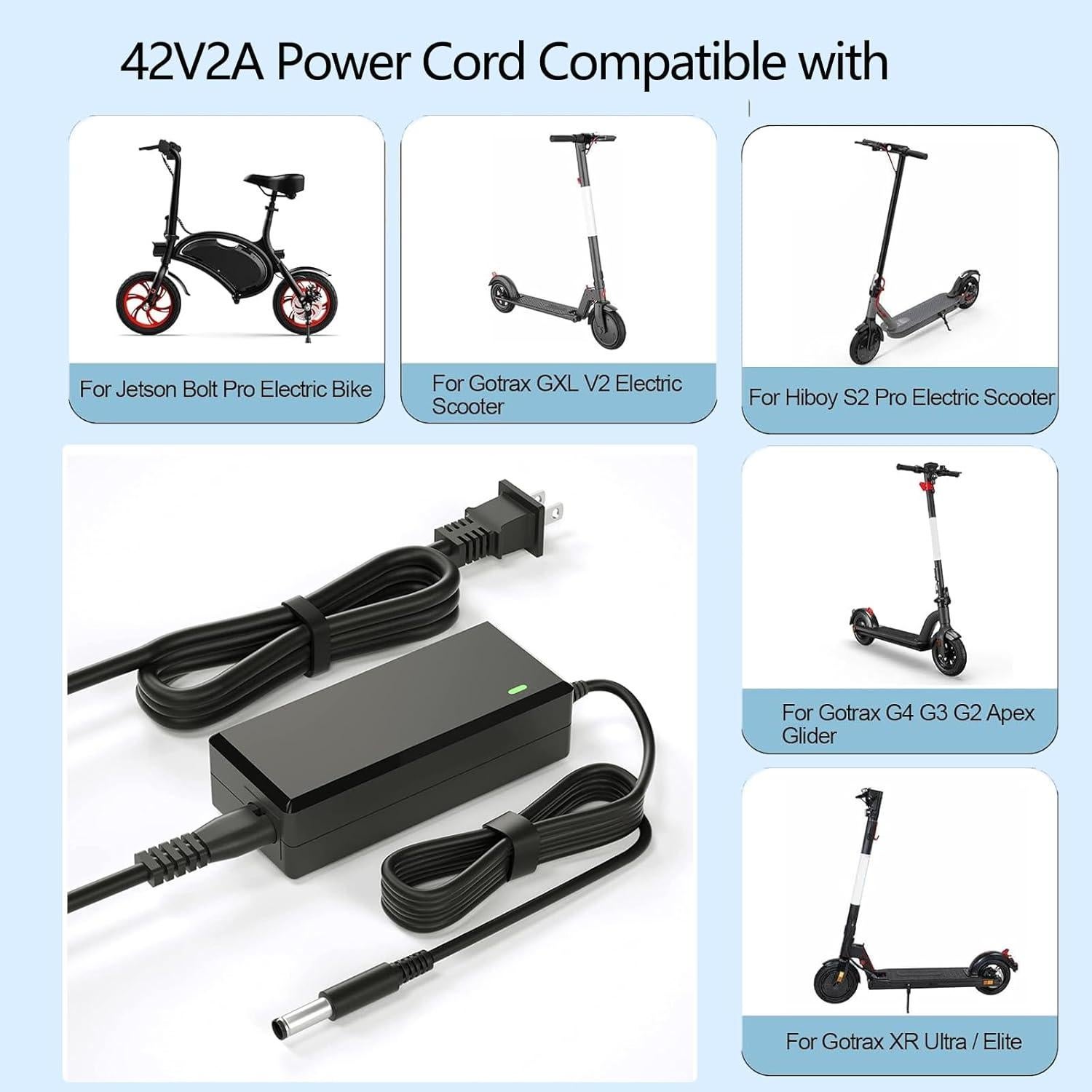 Cargador 42V 2A para Scooter Eléctrico Jetson y Bicicletas