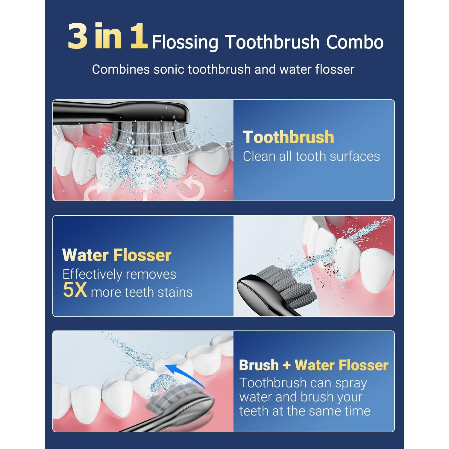 Cepillo de Dientes Eléctrico Ducard 3 en 1 con Irrigador 500ml