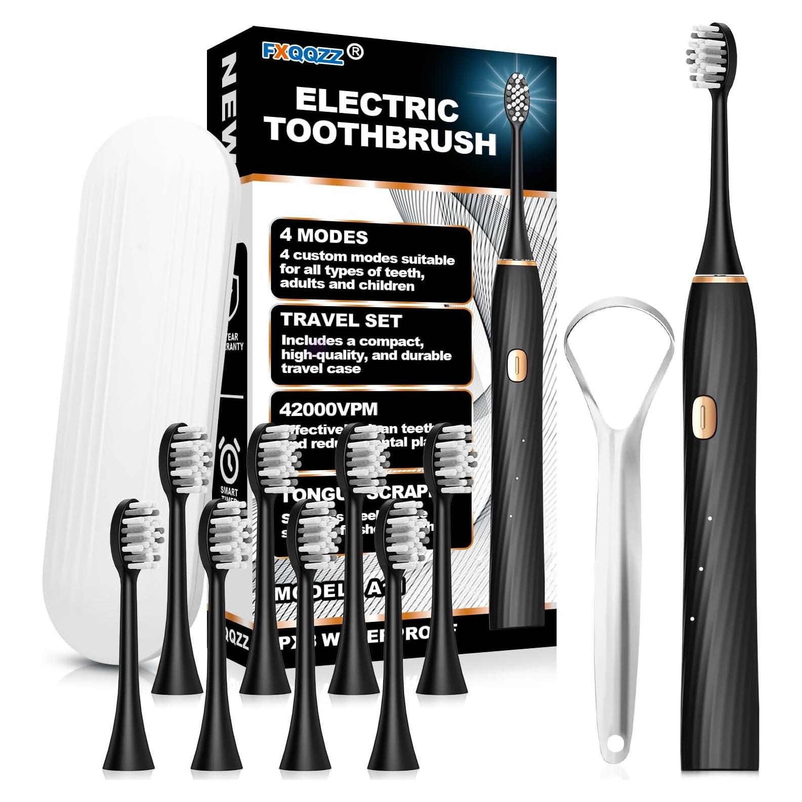 Cepillo de dientes eléctrico FXQQZZ A11 con 8 cabezales y raspador