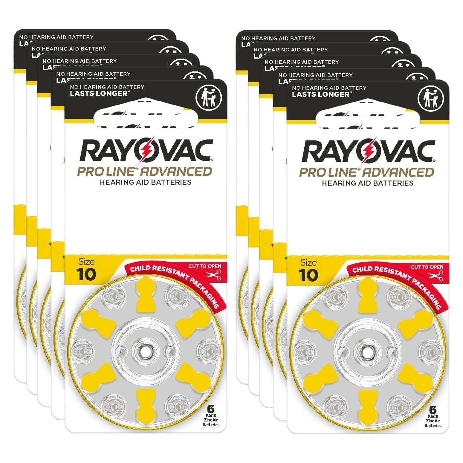 Baterías para Audífonos Rayovac Proline 10 Tamaño - 60 Unidades