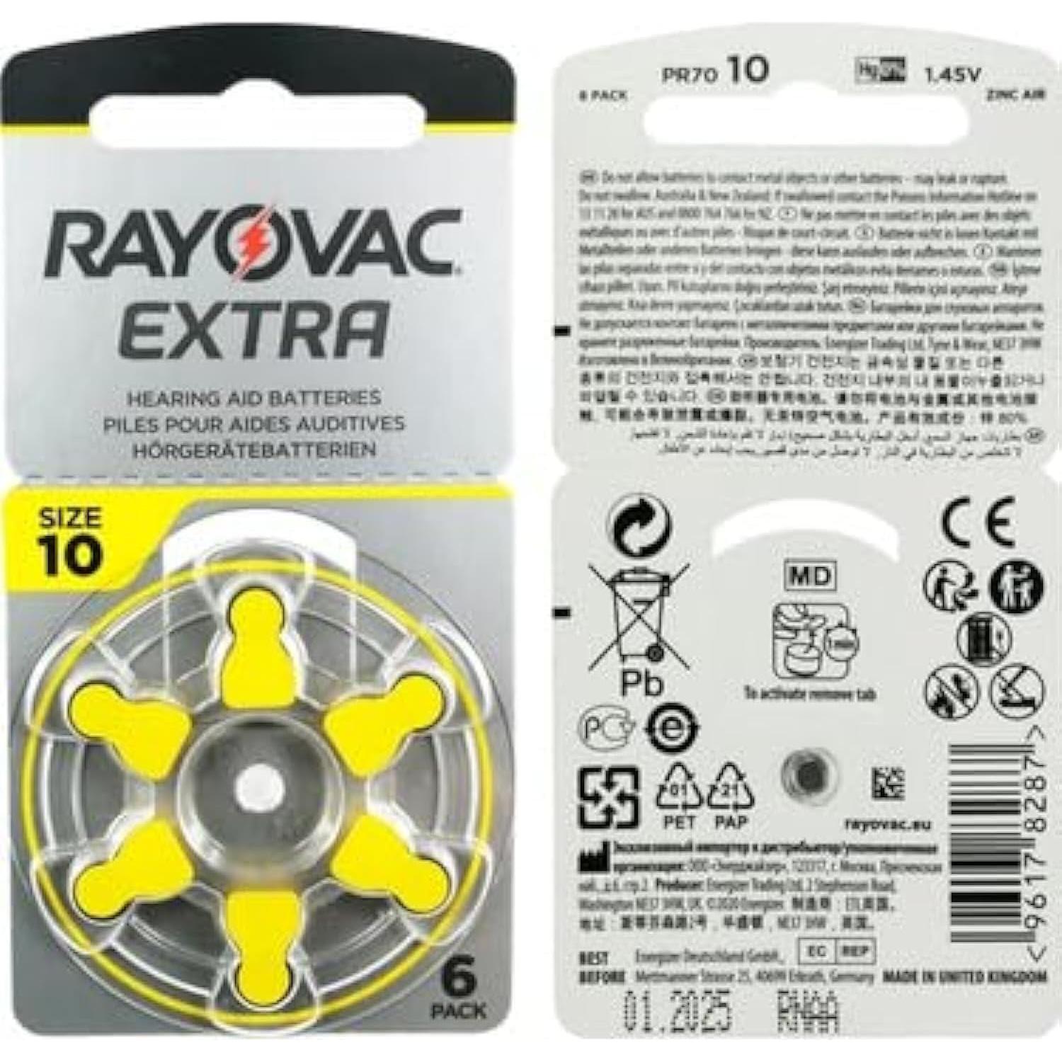 Baterías para Audífonos Rayovac Extra Advanced 10 - 60 PCS