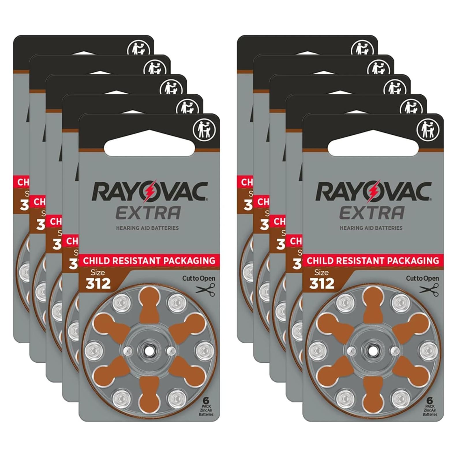Baterías para Audífonos Rayovac Extra 312 - 60 Unidades
