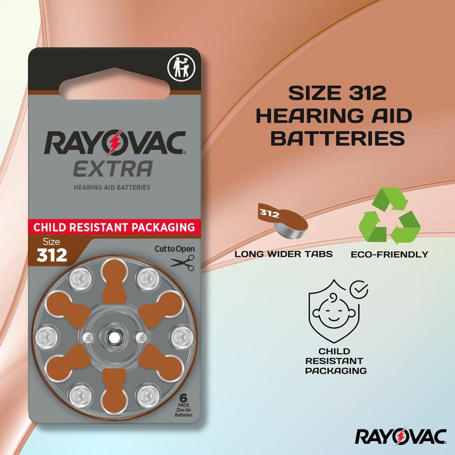 Baterías para Audífonos Rayovac Extra 312 - 60 Unidades