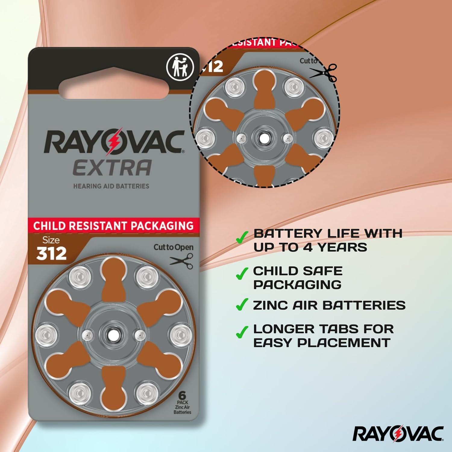 Baterías para Audífonos Rayovac Extra 312 - 60 Unidades