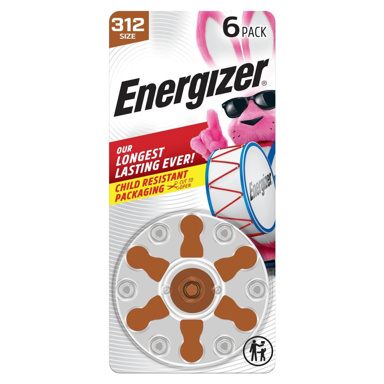 Baterías para Audífonos Energizer 312, Paquete de 6 Piezas