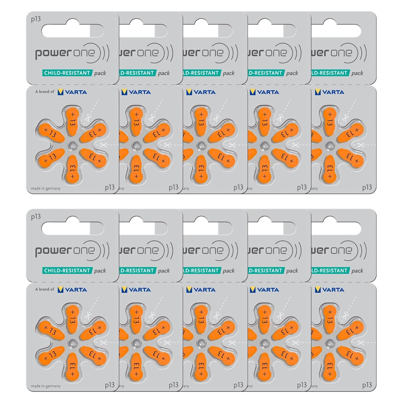 Baterías Power One P13 Zinc-Aire 60 Unidades 1.45V