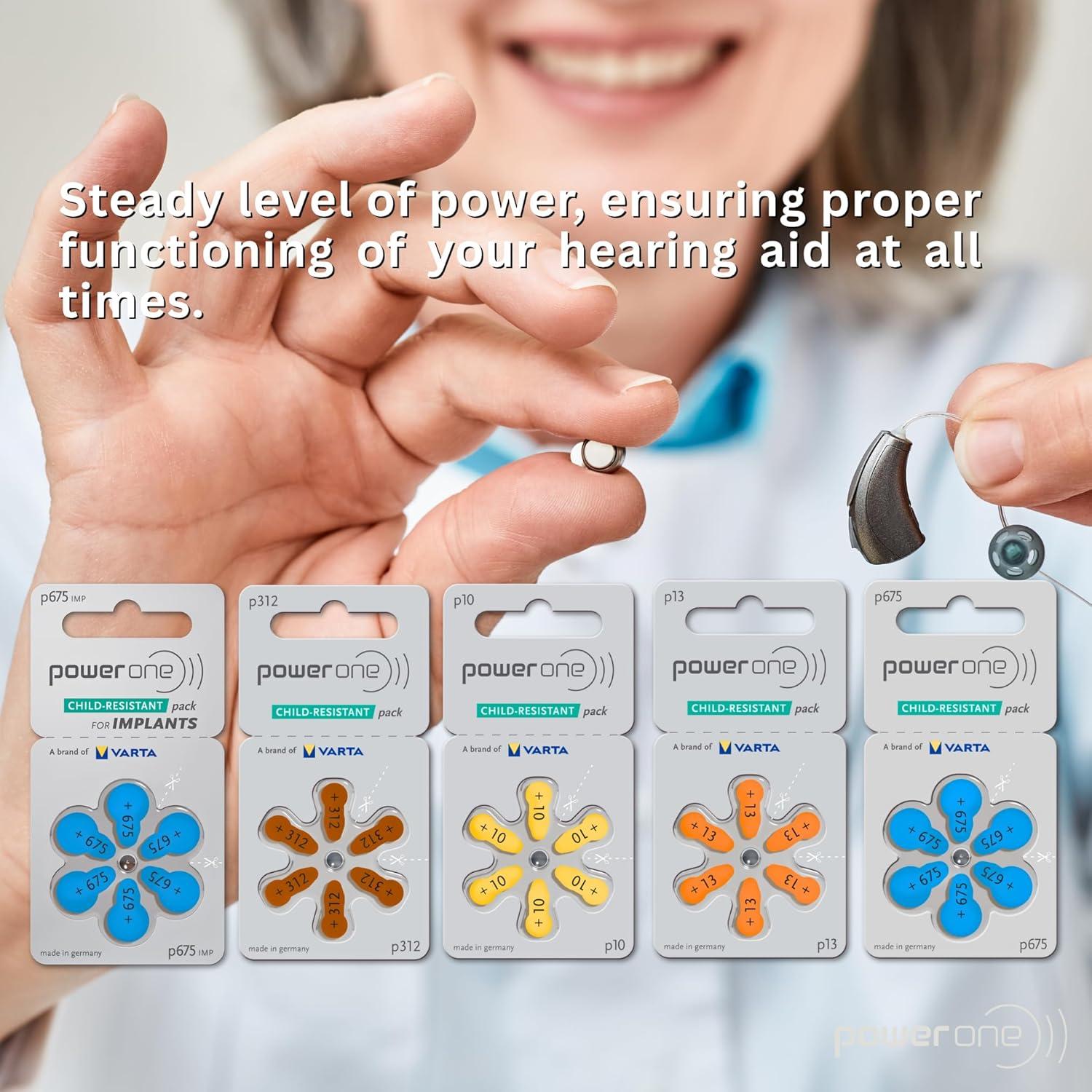 Baterías Power One P13 Zinc-Aire 60 Unidades 1.45V