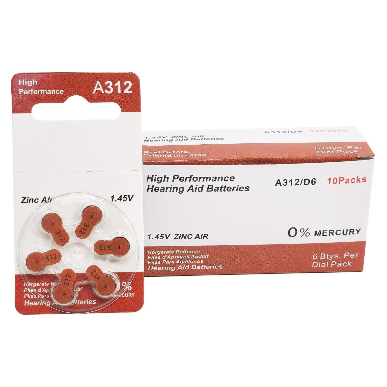 Baterías Premium para Audífonos Tamaño 312 - 60 Unidades