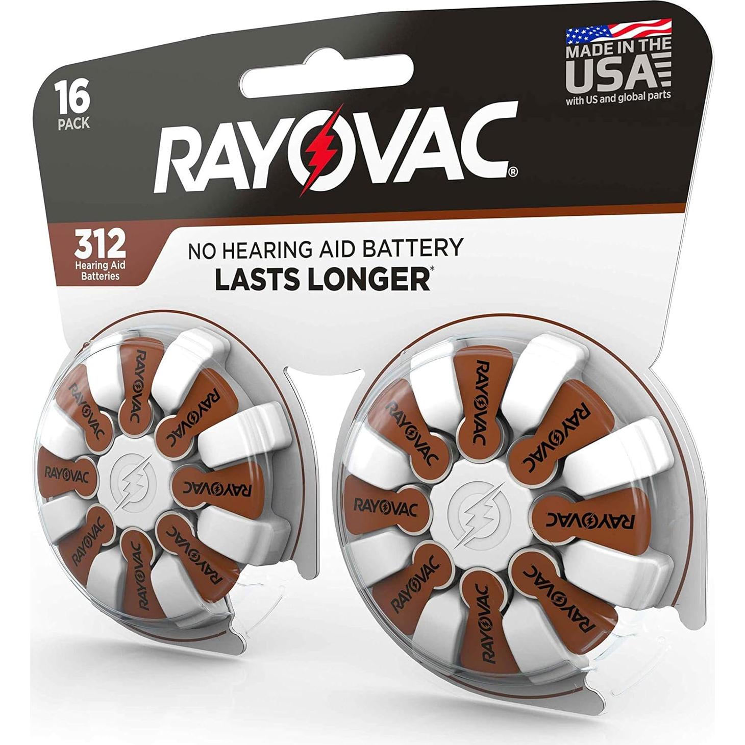Baterías para Audífonos Rayovac Tamaño 312 - Paquete de 16